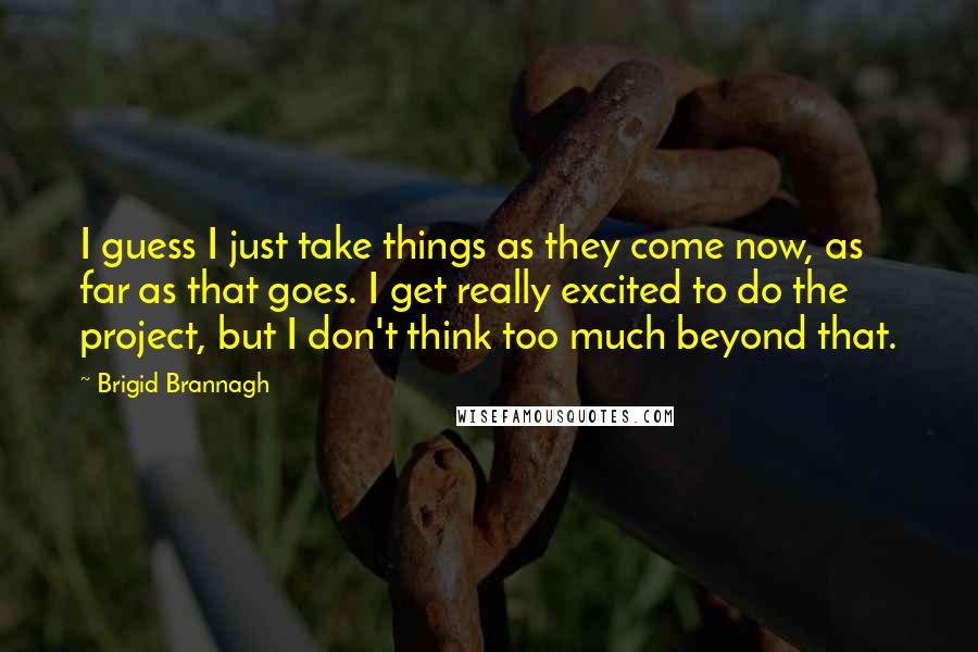 Brigid Brannagh Quotes: I guess I just take things as they come now, as far as that goes. I get really excited to do the project, but I don't think too much beyond that.