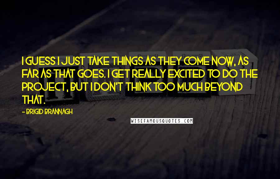 Brigid Brannagh Quotes: I guess I just take things as they come now, as far as that goes. I get really excited to do the project, but I don't think too much beyond that.