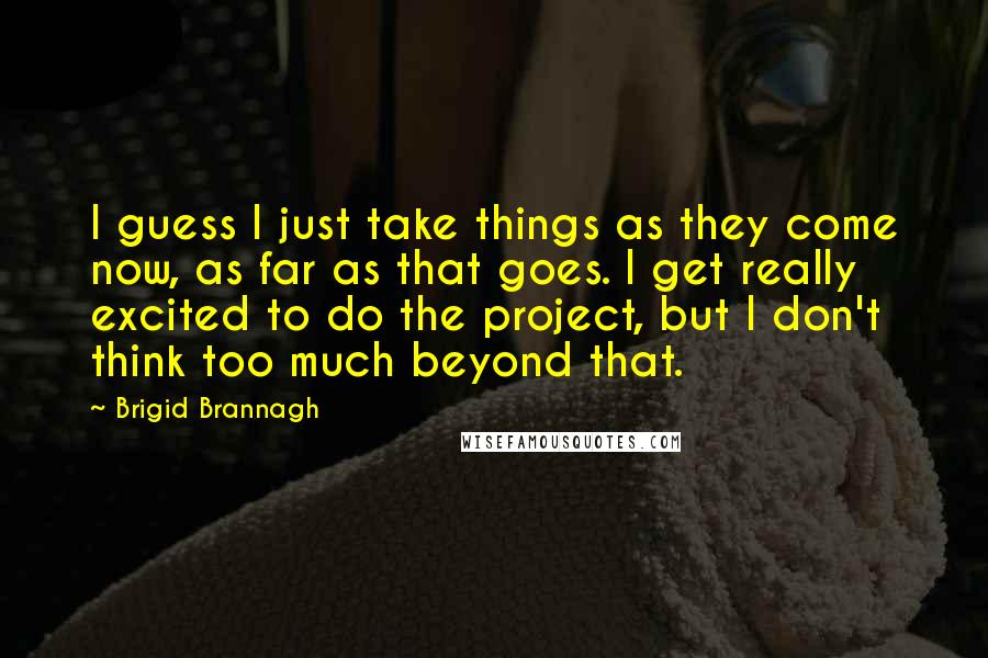 Brigid Brannagh Quotes: I guess I just take things as they come now, as far as that goes. I get really excited to do the project, but I don't think too much beyond that.