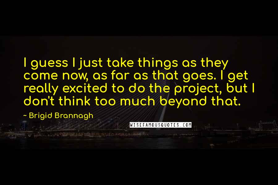 Brigid Brannagh Quotes: I guess I just take things as they come now, as far as that goes. I get really excited to do the project, but I don't think too much beyond that.