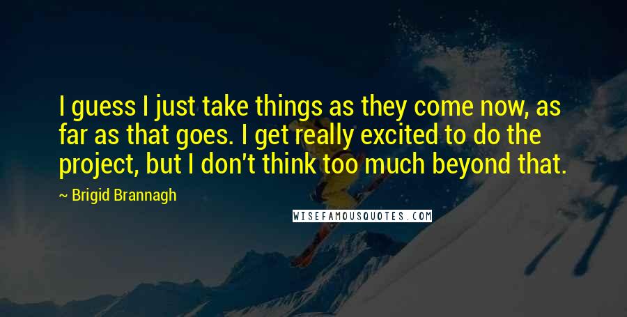 Brigid Brannagh Quotes: I guess I just take things as they come now, as far as that goes. I get really excited to do the project, but I don't think too much beyond that.