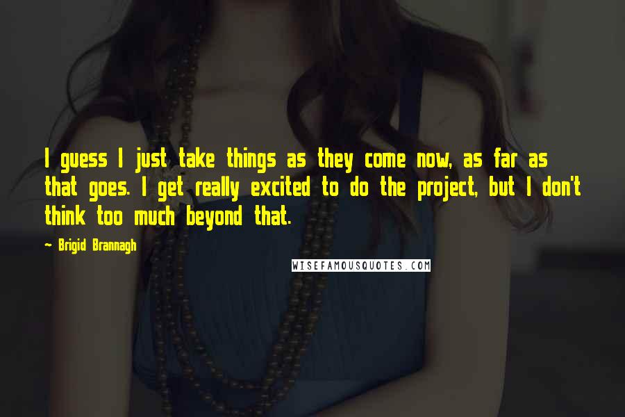 Brigid Brannagh Quotes: I guess I just take things as they come now, as far as that goes. I get really excited to do the project, but I don't think too much beyond that.