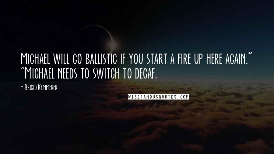 Brigid Kemmerer Quotes: Michael will go ballistic if you start a fire up here again." "Michael needs to switch to decaf.