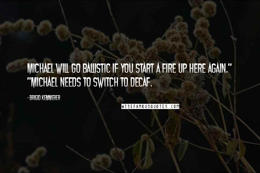 Brigid Kemmerer Quotes: Michael will go ballistic if you start a fire up here again." "Michael needs to switch to decaf.