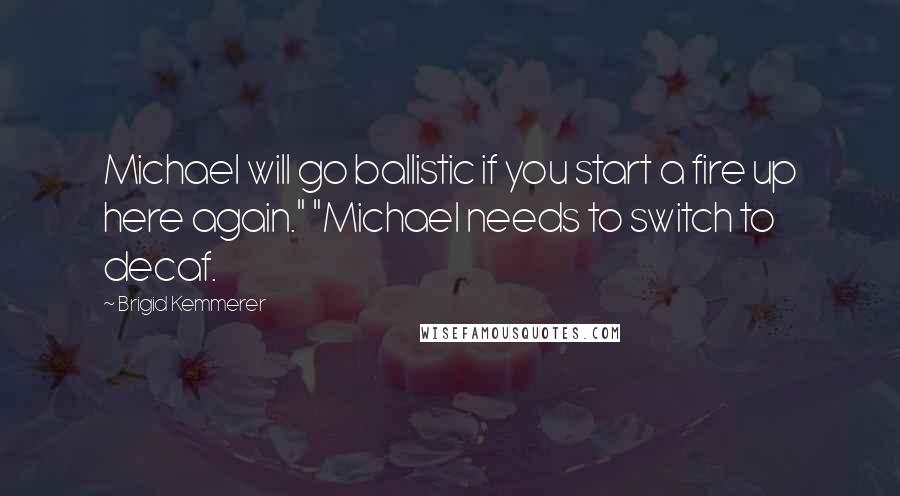 Brigid Kemmerer Quotes: Michael will go ballistic if you start a fire up here again." "Michael needs to switch to decaf.