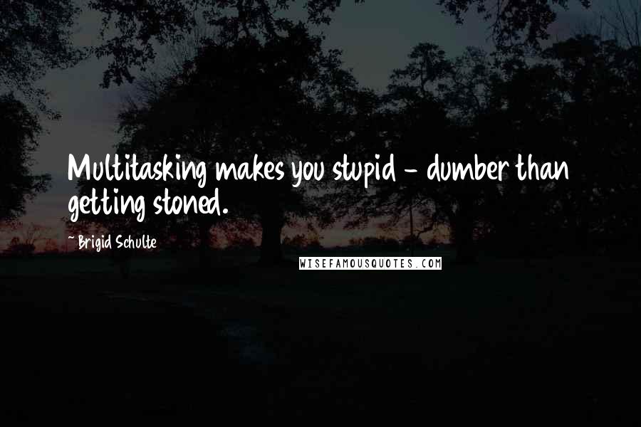 Brigid Schulte Quotes: Multitasking makes you stupid - dumber than getting stoned.