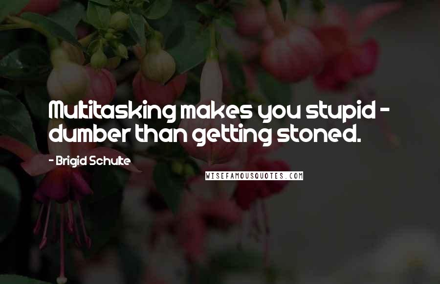 Brigid Schulte Quotes: Multitasking makes you stupid - dumber than getting stoned.