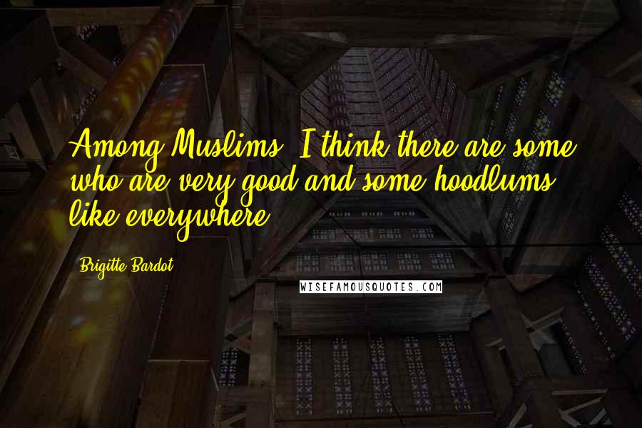 Brigitte Bardot Quotes: Among Muslims, I think there are some who are very good and some hoodlums, like everywhere.