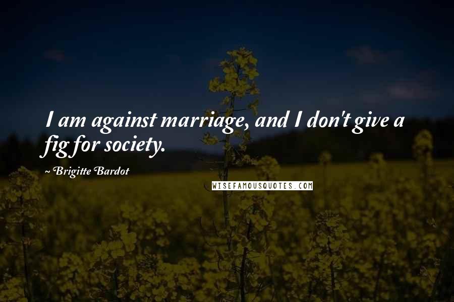 Brigitte Bardot Quotes: I am against marriage, and I don't give a fig for society.