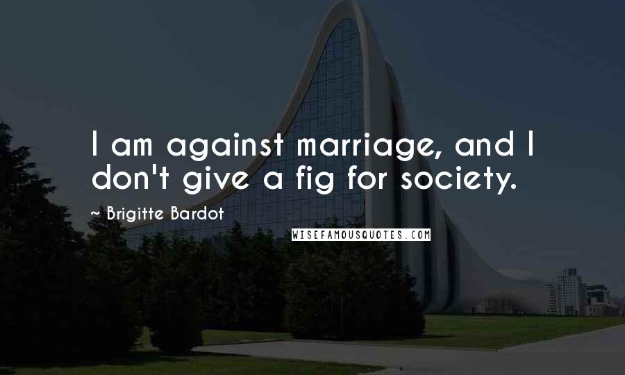 Brigitte Bardot Quotes: I am against marriage, and I don't give a fig for society.