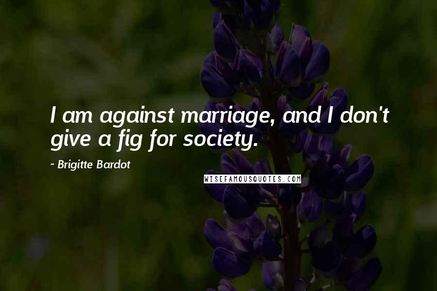 Brigitte Bardot Quotes: I am against marriage, and I don't give a fig for society.