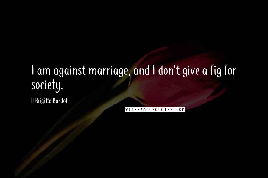 Brigitte Bardot Quotes: I am against marriage, and I don't give a fig for society.