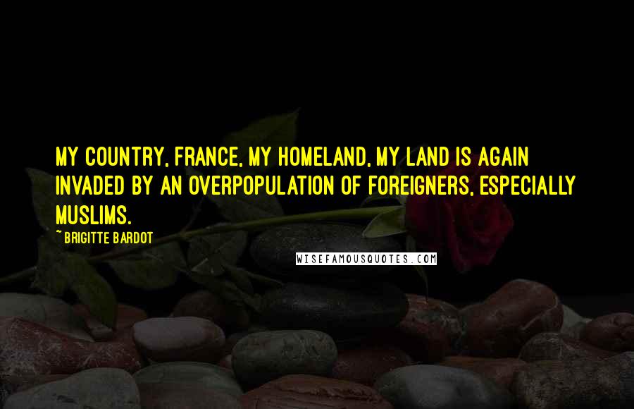 Brigitte Bardot Quotes: My country, France, my homeland, my land is again invaded by an overpopulation of foreigners, especially Muslims.