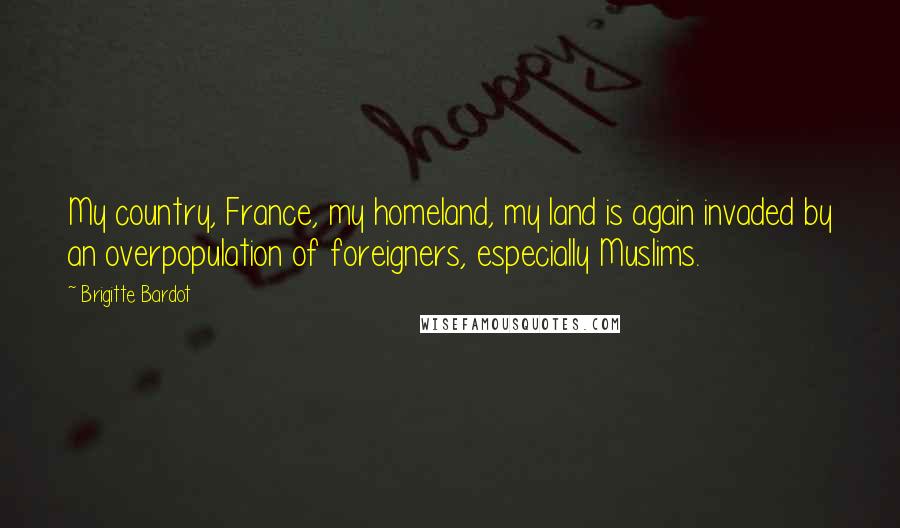 Brigitte Bardot Quotes: My country, France, my homeland, my land is again invaded by an overpopulation of foreigners, especially Muslims.