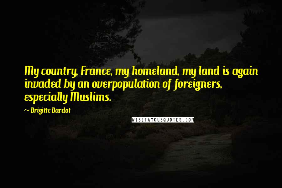 Brigitte Bardot Quotes: My country, France, my homeland, my land is again invaded by an overpopulation of foreigners, especially Muslims.