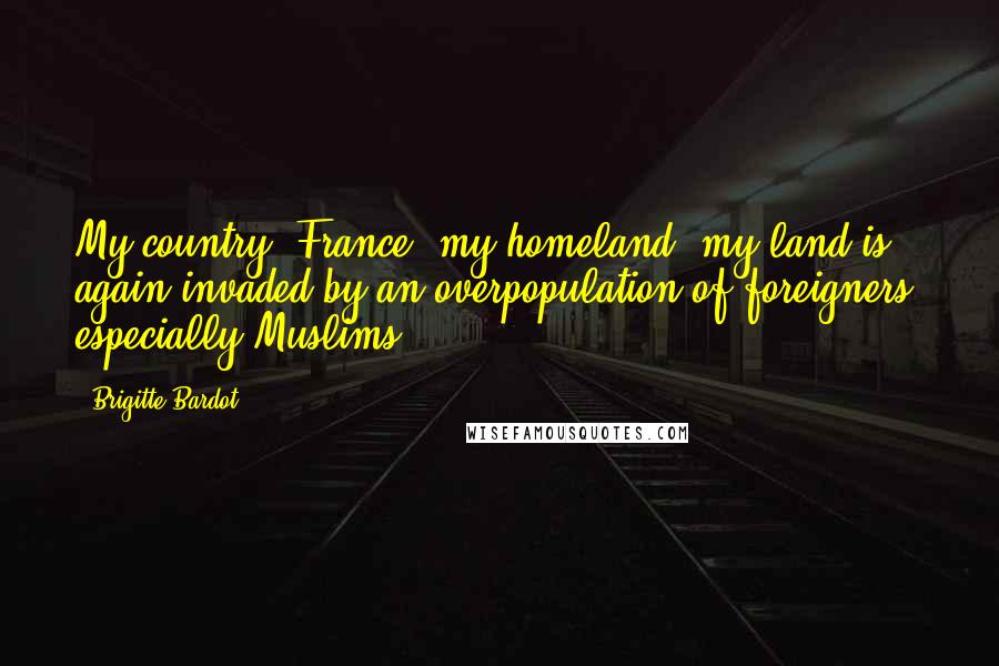 Brigitte Bardot Quotes: My country, France, my homeland, my land is again invaded by an overpopulation of foreigners, especially Muslims.