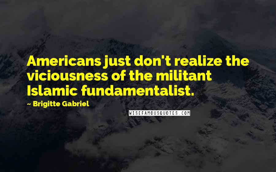 Brigitte Gabriel Quotes: Americans just don't realize the viciousness of the militant Islamic fundamentalist.