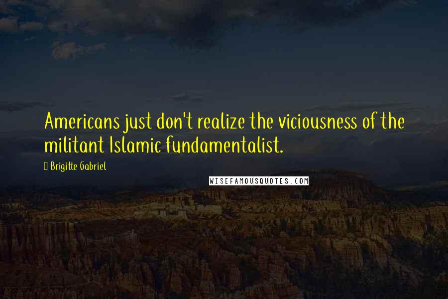 Brigitte Gabriel Quotes: Americans just don't realize the viciousness of the militant Islamic fundamentalist.