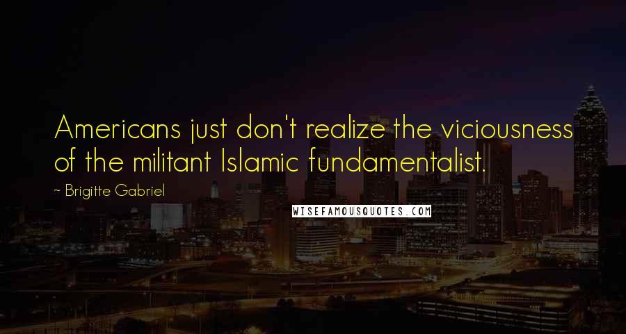 Brigitte Gabriel Quotes: Americans just don't realize the viciousness of the militant Islamic fundamentalist.