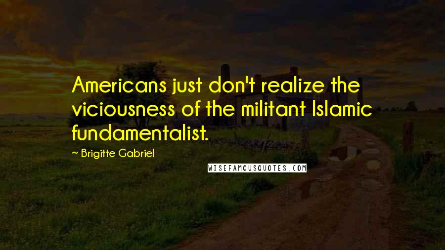 Brigitte Gabriel Quotes: Americans just don't realize the viciousness of the militant Islamic fundamentalist.