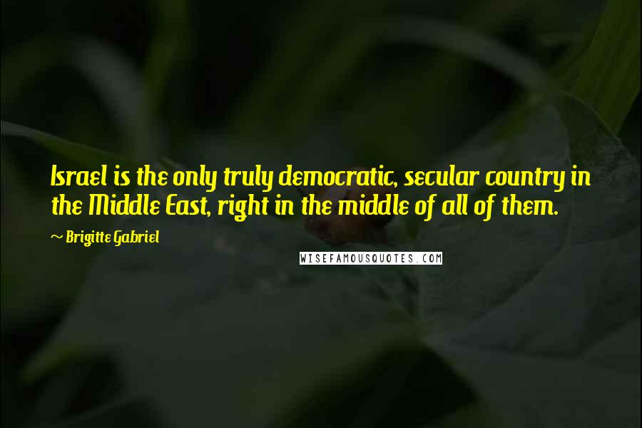 Brigitte Gabriel Quotes: Israel is the only truly democratic, secular country in the Middle East, right in the middle of all of them.