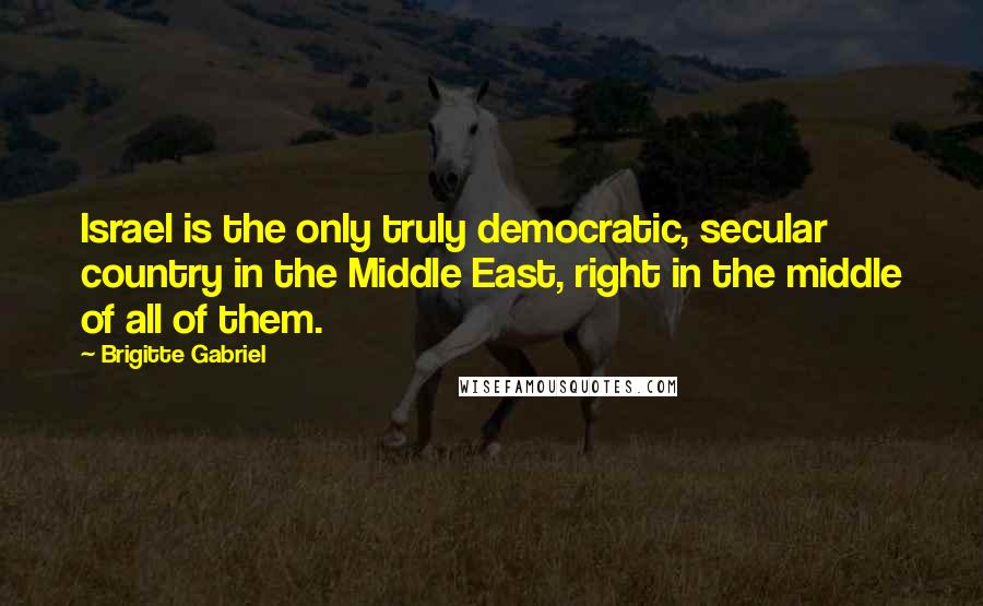 Brigitte Gabriel Quotes: Israel is the only truly democratic, secular country in the Middle East, right in the middle of all of them.