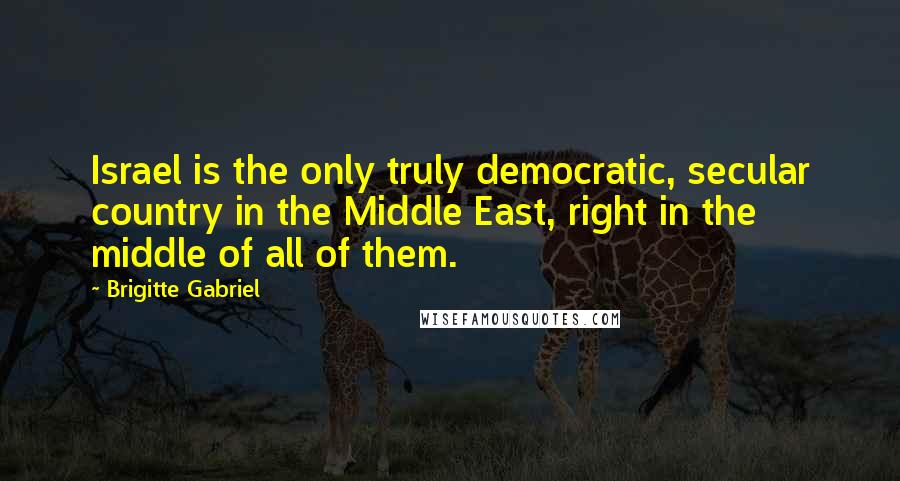 Brigitte Gabriel Quotes: Israel is the only truly democratic, secular country in the Middle East, right in the middle of all of them.