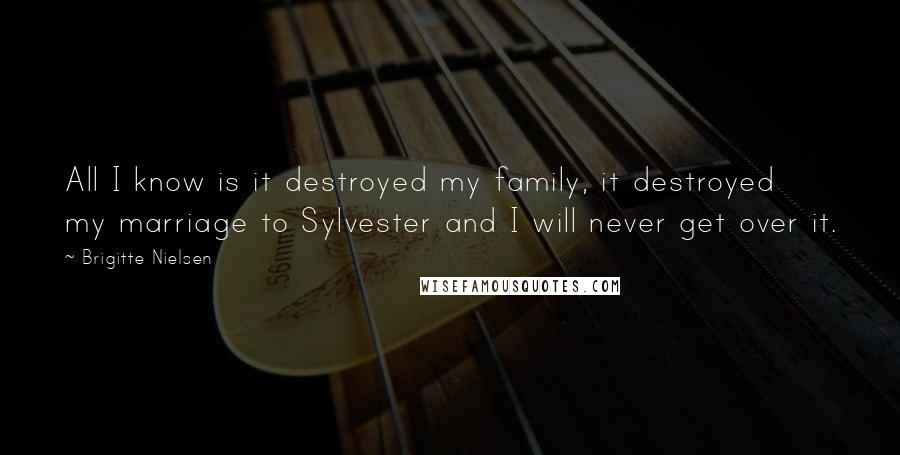 Brigitte Nielsen Quotes: All I know is it destroyed my family, it destroyed my marriage to Sylvester and I will never get over it.