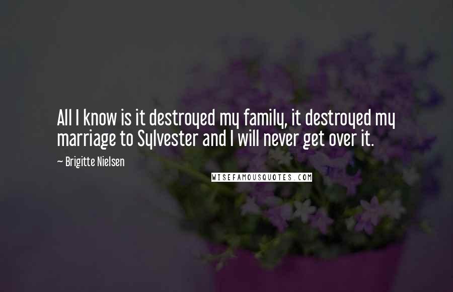 Brigitte Nielsen Quotes: All I know is it destroyed my family, it destroyed my marriage to Sylvester and I will never get over it.