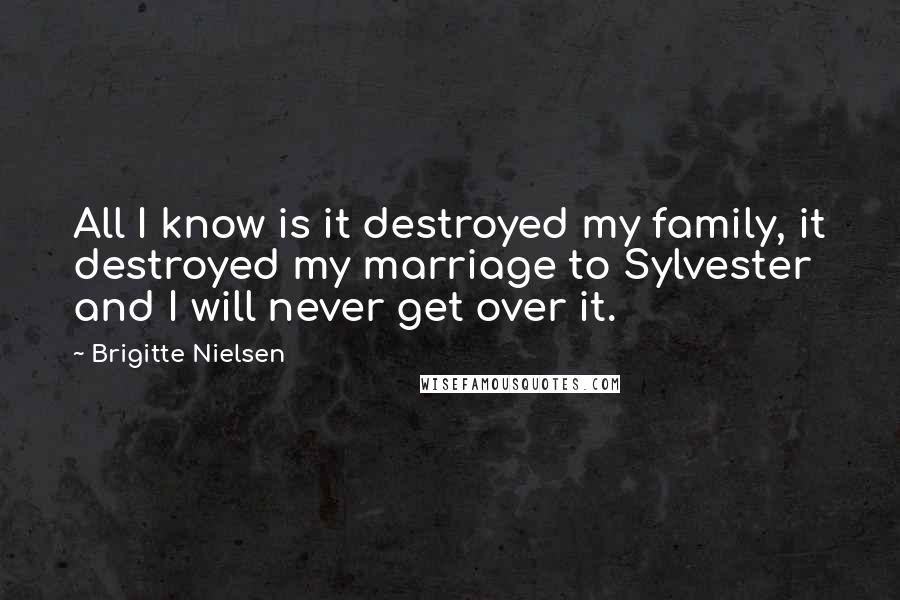 Brigitte Nielsen Quotes: All I know is it destroyed my family, it destroyed my marriage to Sylvester and I will never get over it.