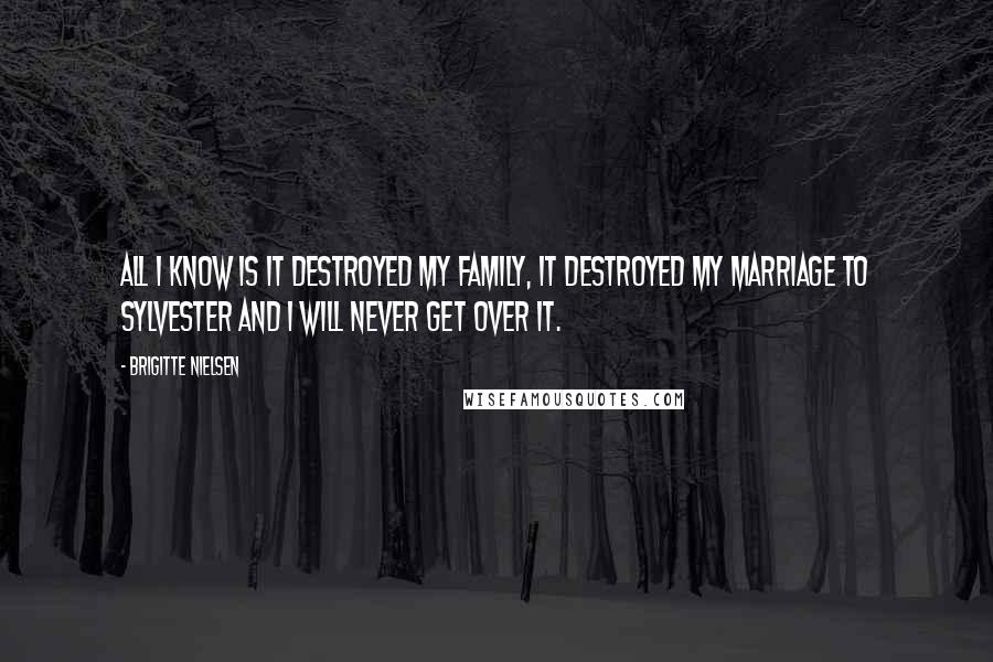 Brigitte Nielsen Quotes: All I know is it destroyed my family, it destroyed my marriage to Sylvester and I will never get over it.