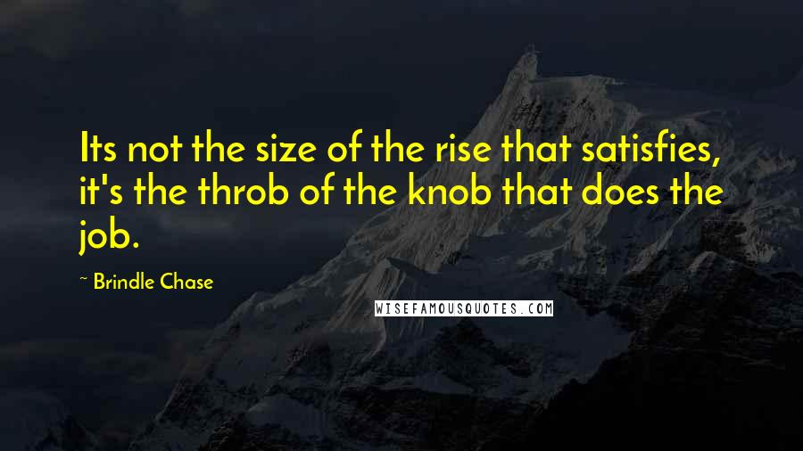 Brindle Chase Quotes: Its not the size of the rise that satisfies, it's the throb of the knob that does the job.