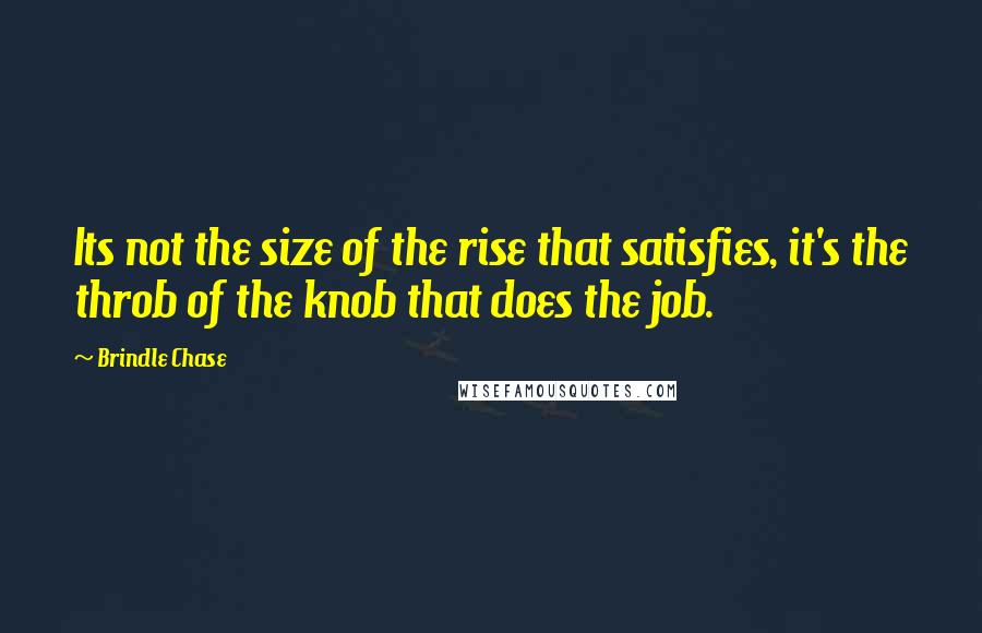 Brindle Chase Quotes: Its not the size of the rise that satisfies, it's the throb of the knob that does the job.