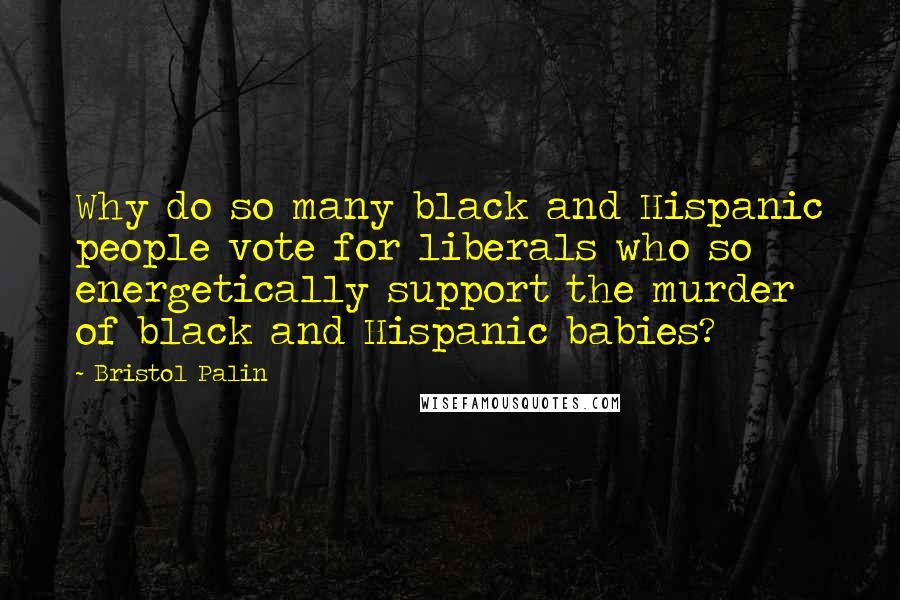 Bristol Palin Quotes: Why do so many black and Hispanic people vote for liberals who so energetically support the murder of black and Hispanic babies?