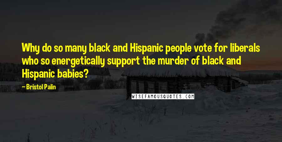 Bristol Palin Quotes: Why do so many black and Hispanic people vote for liberals who so energetically support the murder of black and Hispanic babies?