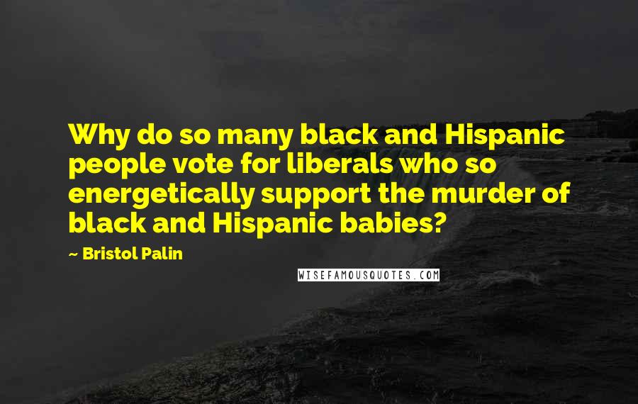 Bristol Palin Quotes: Why do so many black and Hispanic people vote for liberals who so energetically support the murder of black and Hispanic babies?