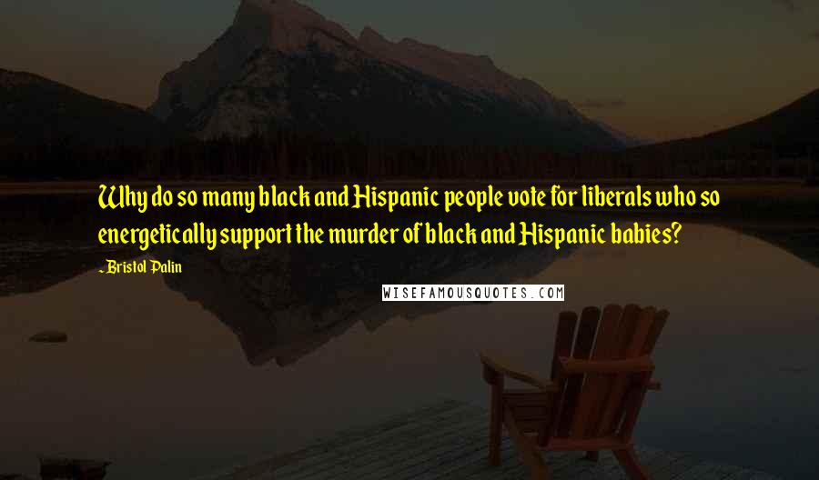 Bristol Palin Quotes: Why do so many black and Hispanic people vote for liberals who so energetically support the murder of black and Hispanic babies?