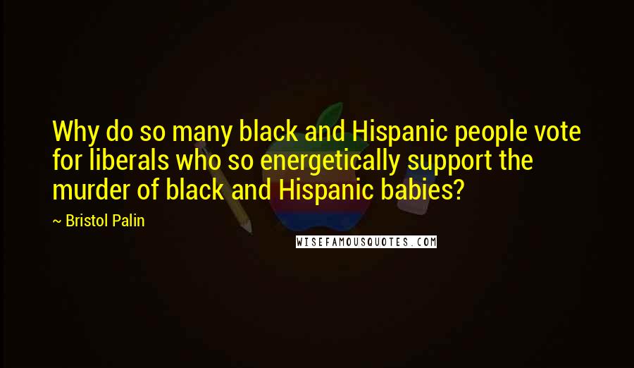 Bristol Palin Quotes: Why do so many black and Hispanic people vote for liberals who so energetically support the murder of black and Hispanic babies?