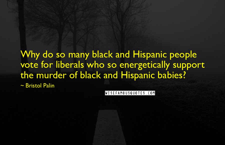 Bristol Palin Quotes: Why do so many black and Hispanic people vote for liberals who so energetically support the murder of black and Hispanic babies?