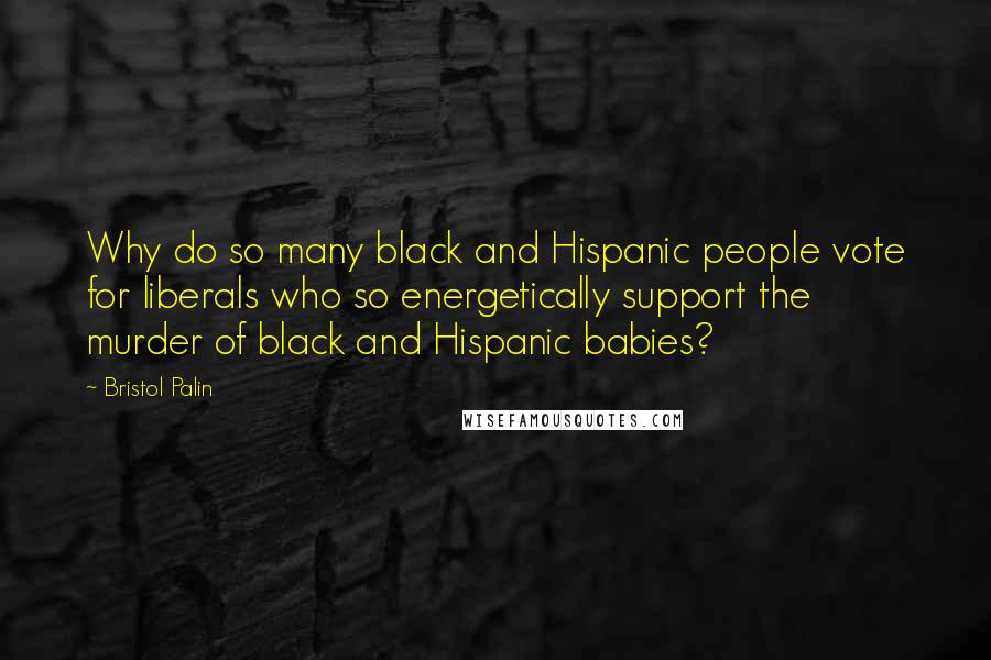 Bristol Palin Quotes: Why do so many black and Hispanic people vote for liberals who so energetically support the murder of black and Hispanic babies?