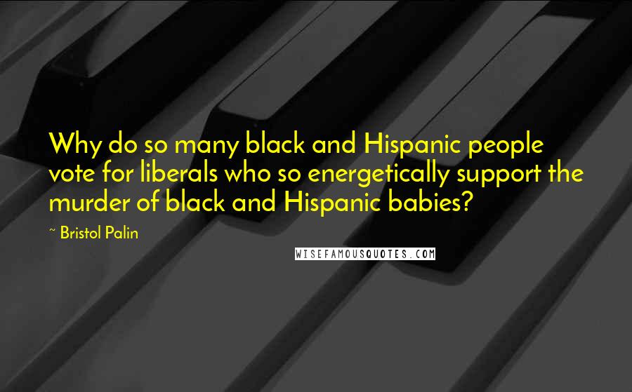 Bristol Palin Quotes: Why do so many black and Hispanic people vote for liberals who so energetically support the murder of black and Hispanic babies?