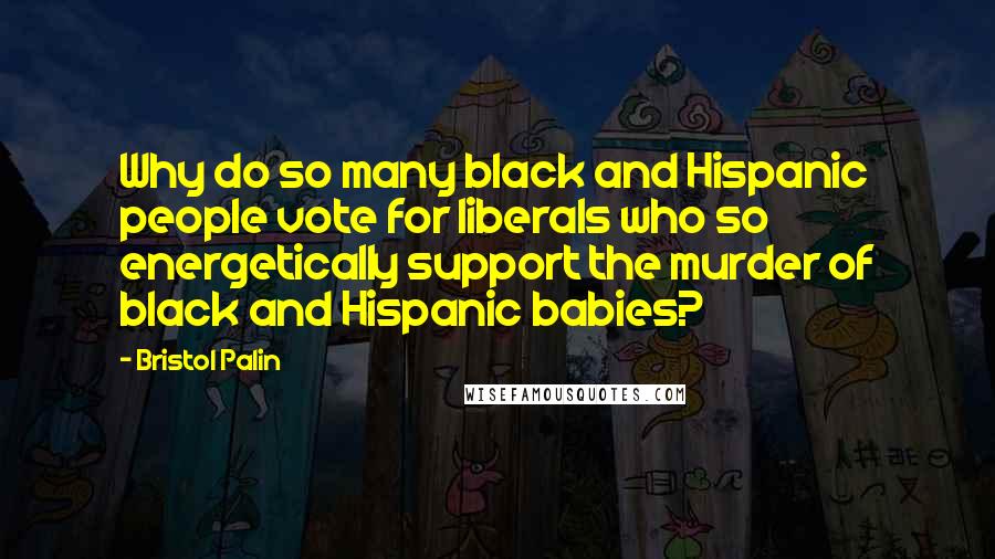 Bristol Palin Quotes: Why do so many black and Hispanic people vote for liberals who so energetically support the murder of black and Hispanic babies?