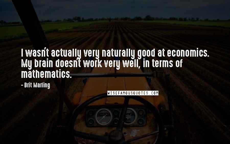 Brit Marling Quotes: I wasn't actually very naturally good at economics. My brain doesn't work very well, in terms of mathematics.