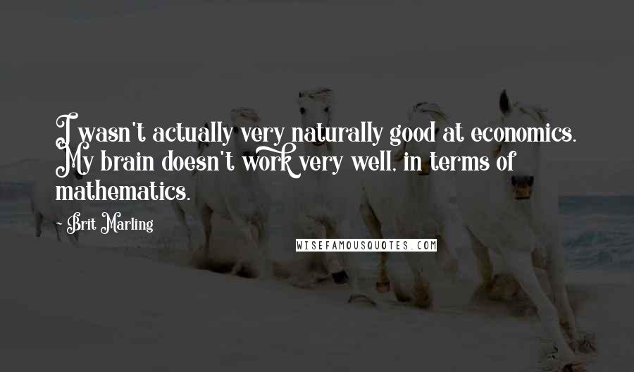 Brit Marling Quotes: I wasn't actually very naturally good at economics. My brain doesn't work very well, in terms of mathematics.