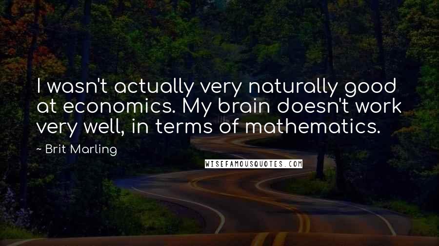 Brit Marling Quotes: I wasn't actually very naturally good at economics. My brain doesn't work very well, in terms of mathematics.