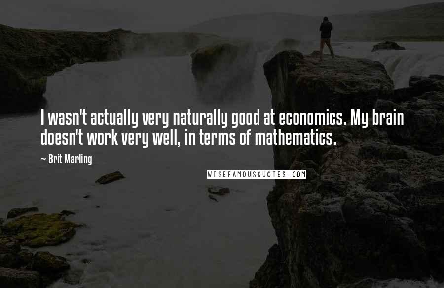 Brit Marling Quotes: I wasn't actually very naturally good at economics. My brain doesn't work very well, in terms of mathematics.