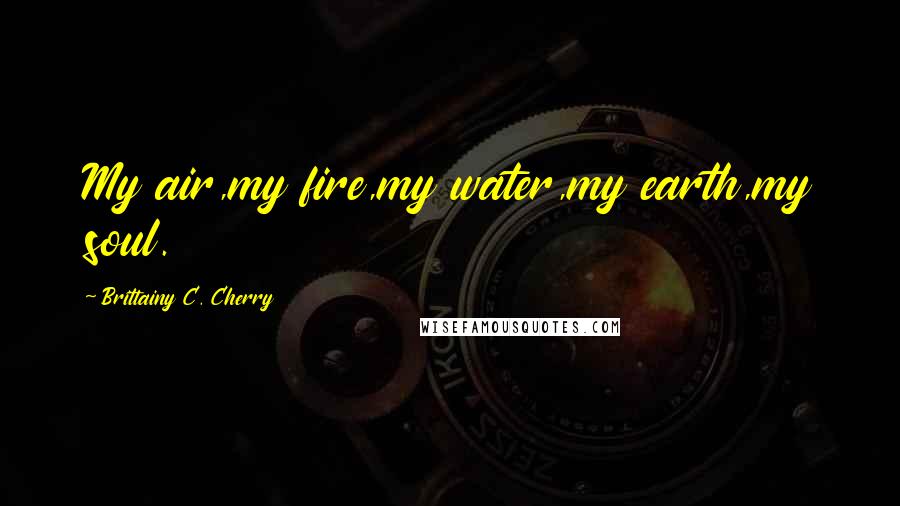 Brittainy C. Cherry Quotes: My air,my fire,my water,my earth,my soul.