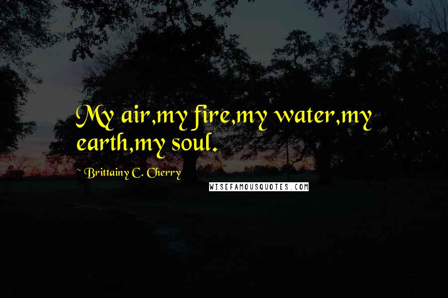 Brittainy C. Cherry Quotes: My air,my fire,my water,my earth,my soul.