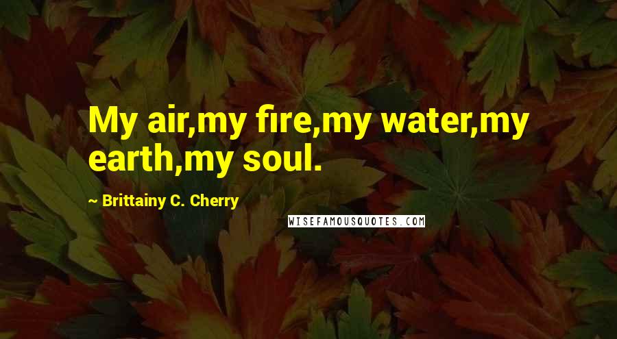 Brittainy C. Cherry Quotes: My air,my fire,my water,my earth,my soul.