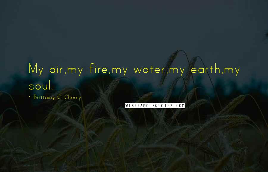 Brittainy C. Cherry Quotes: My air,my fire,my water,my earth,my soul.